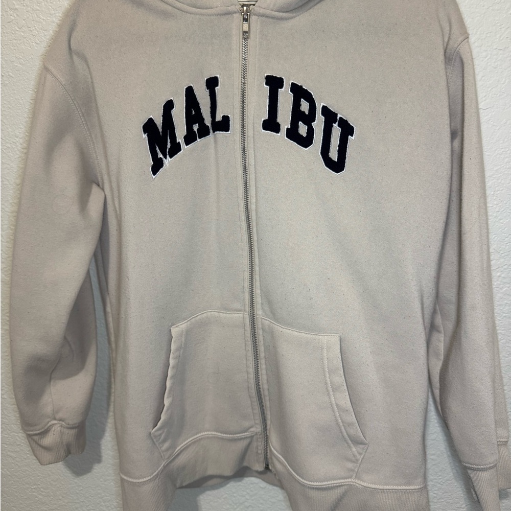 Beige Hoodie with Malibu Print